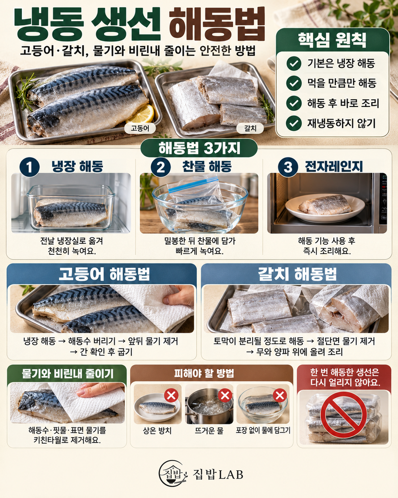냉동 생선 해동법 3가지와 고등어 갈치 해동 순서