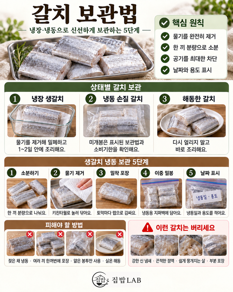 갈치 보관법 냉장 냉동 소분 보관 5단계