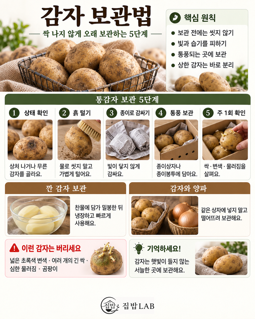 감자 보관법과 싹 나지 않게 보관하는 5단계