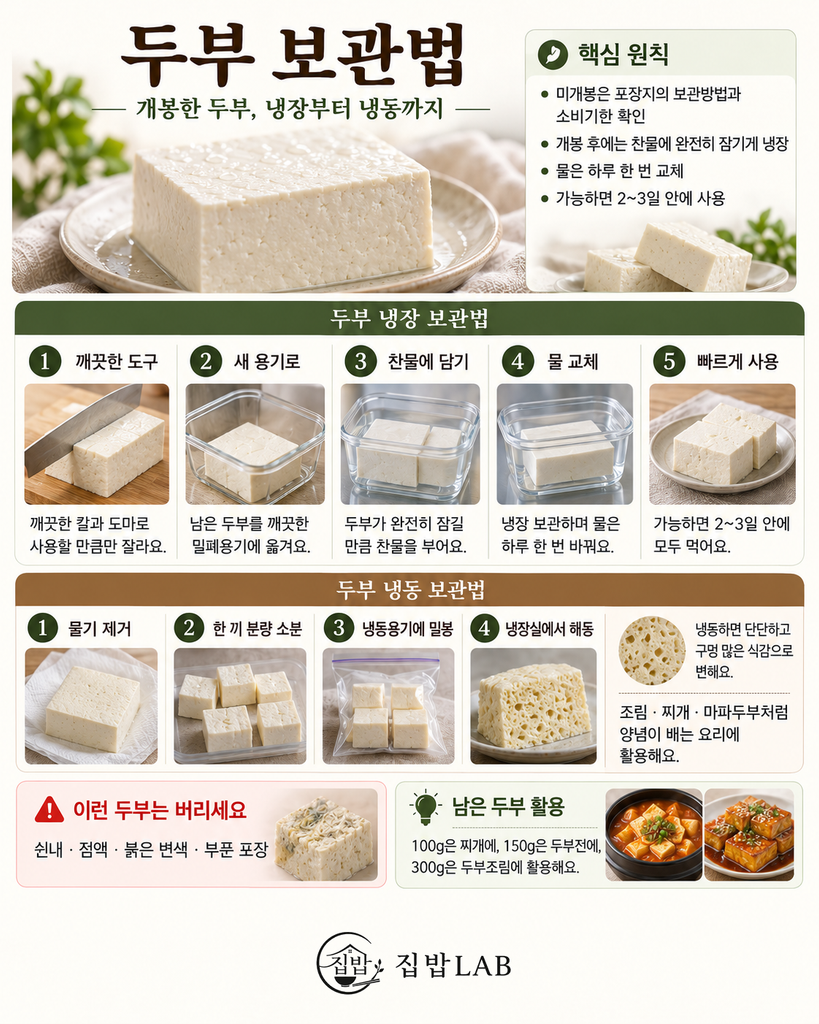남은 두부 보관법